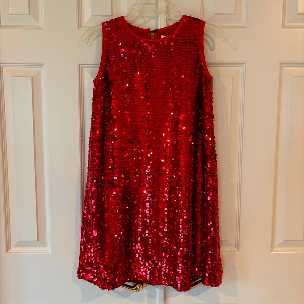 Girls size 14 red sequin A line dress.  Perfect for dress up or holidays!